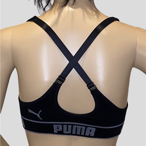 Puma Seamless Sports Bra Black Gray Size Small EUC - Picture 4 of 6